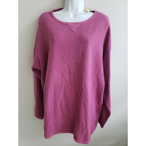 Timbuktu Purple Sweater Size Large Made USA 100% Cotton Oversize Lagenlook - Picture 1 of 9
